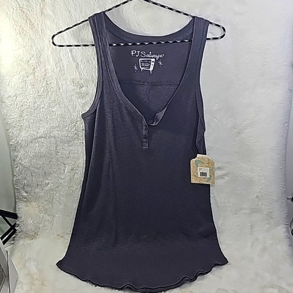 P.J. Salvage Womens Ribbed Pajama Sleep Tank Top, Grey Size Xl - Picture 1 of 6